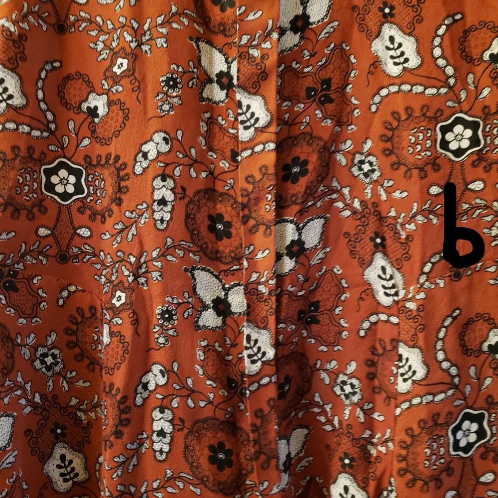 Randi Long-Sleeve Floral Silk Women's Shirtdress, Henna/Black/White Size: 8 - Picture 4 of 8